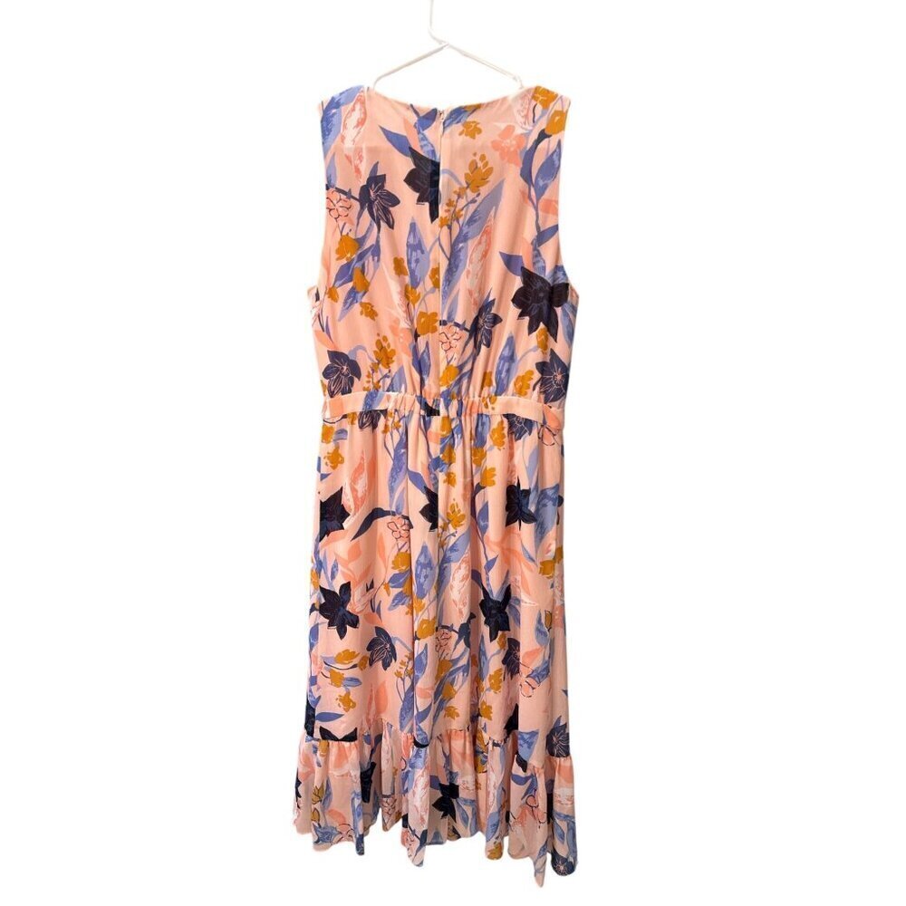 J. Crew Floral Crinkle Tiered  Pink Midi Dress Size  2, Pre-Owned EUC - Picture 6 of 6